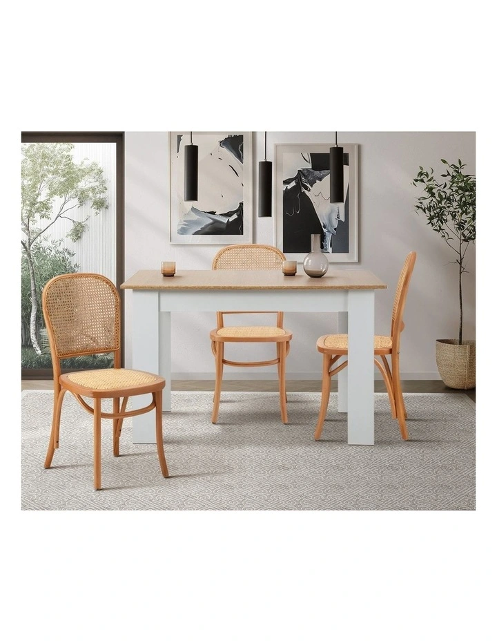 Oikiture 4PCS Dining Chairs Wooden Chairs Rattan Accent Chair Natural image 5