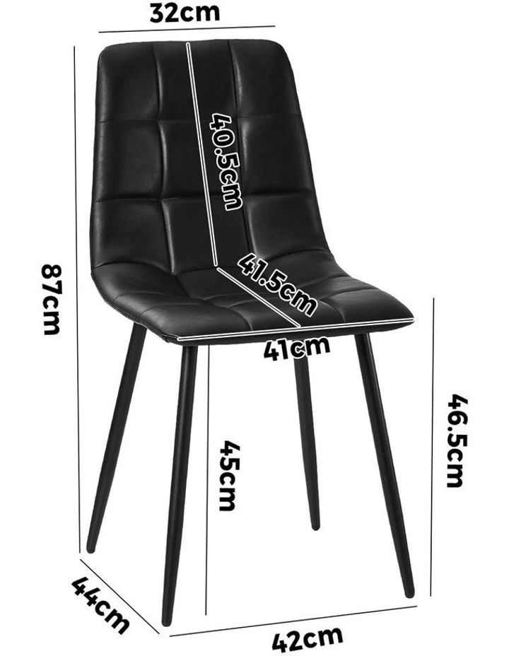 Oikiture 4x Padded Dining Chairs Kitchen PU Leather Seat Retro Black image 3