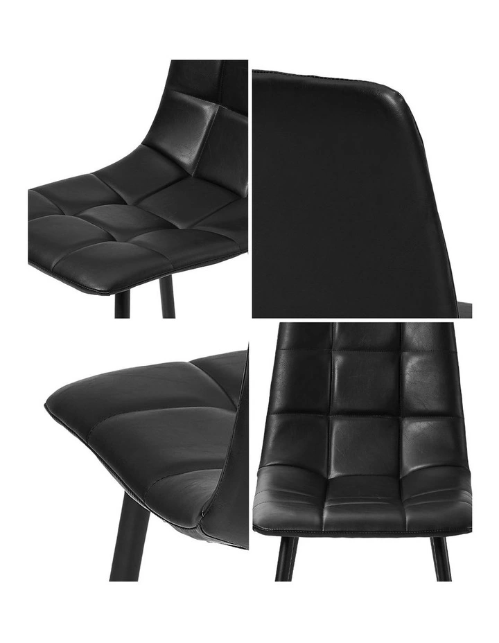 Oikiture 4x Padded Dining Chairs Kitchen PU Leather Seat Retro Black image 6