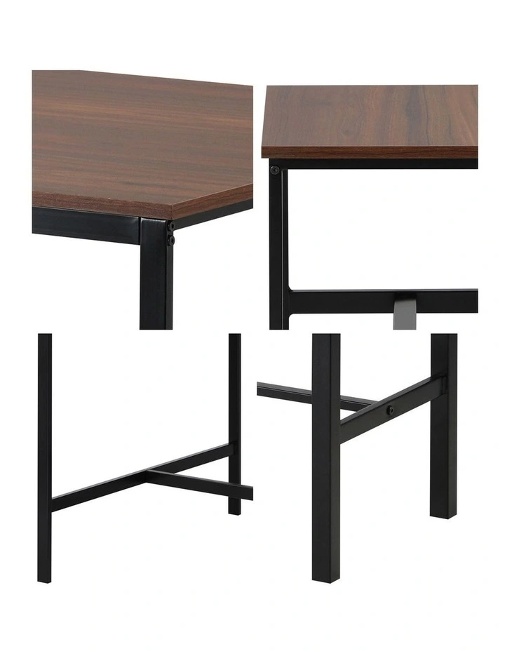 Oikiture Industrial Dining Table 4 Seaters with Kitchen Bench Chairs Natural image 7