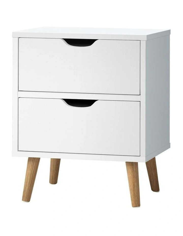 Oikiture Bedside Tables 2 Drawers Side Table Nightstand Storage Cabinet White image 1