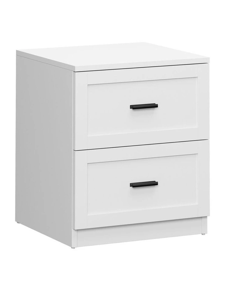 Oikiture Bedside Table 2 Drawers Nightstand Cabinet End Table White image 1