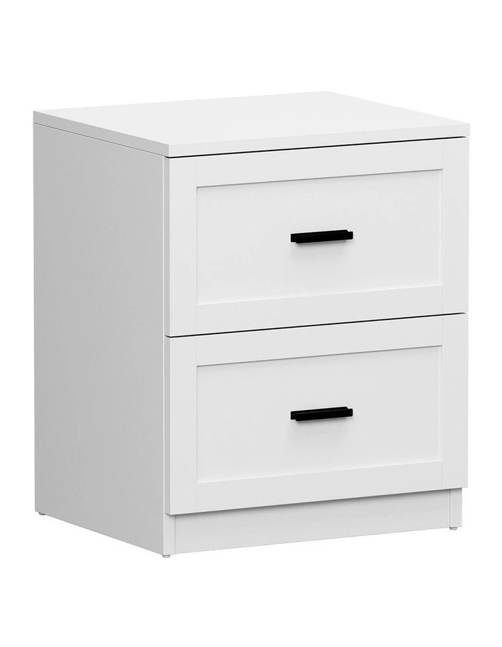 Oikiture Bedside Table 2 Drawers Nightstand Cabinet End Table White image 2