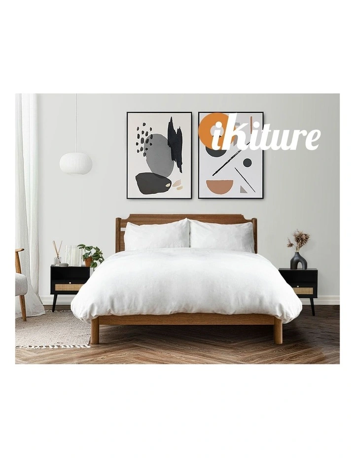 Oikiture Bedside Table Side Table Storage Drawer Shelf Nightstand Rattan Black image 7