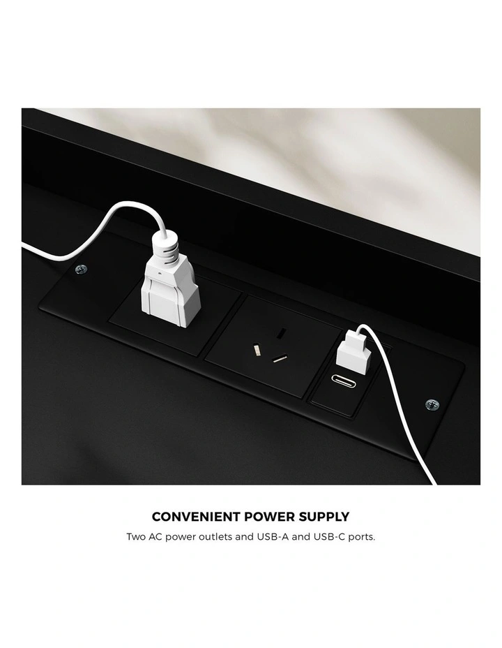 Oikiture Bedside Table LED Nightstand USB Charging Station Side Table Black image 7