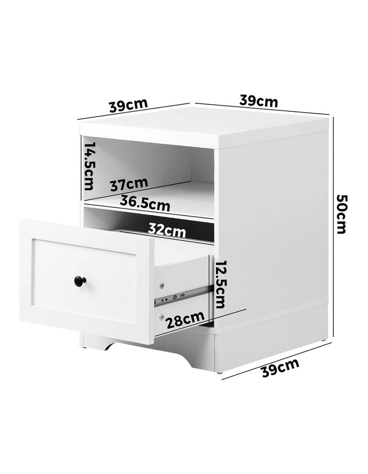 Oikiture Bedside Tables Drawers Nightstand Storage Cabinet Hamptons Furniture image 3