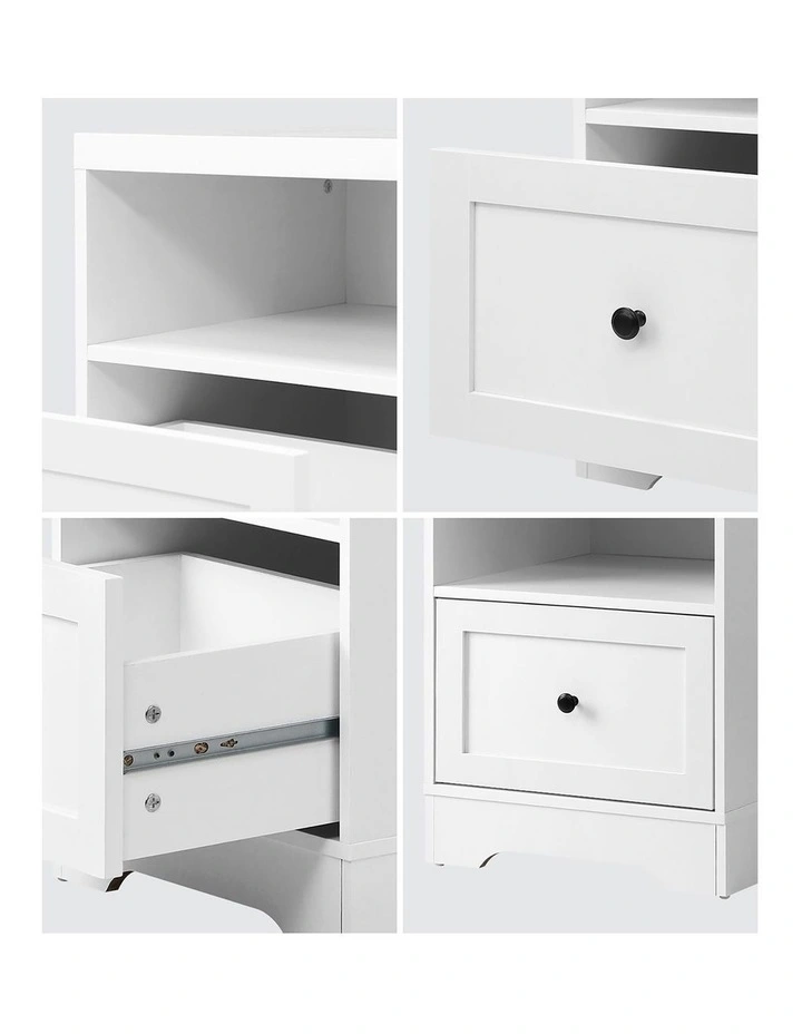 Oikiture Bedside Tables Drawers Nightstand Storage Cabinet Hamptons Furniture image 6