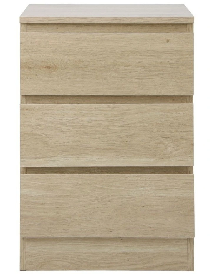 Oikiture Bedside Table 3 Drawers Side Tables Storage Cabinet Nightstand Natural image 2