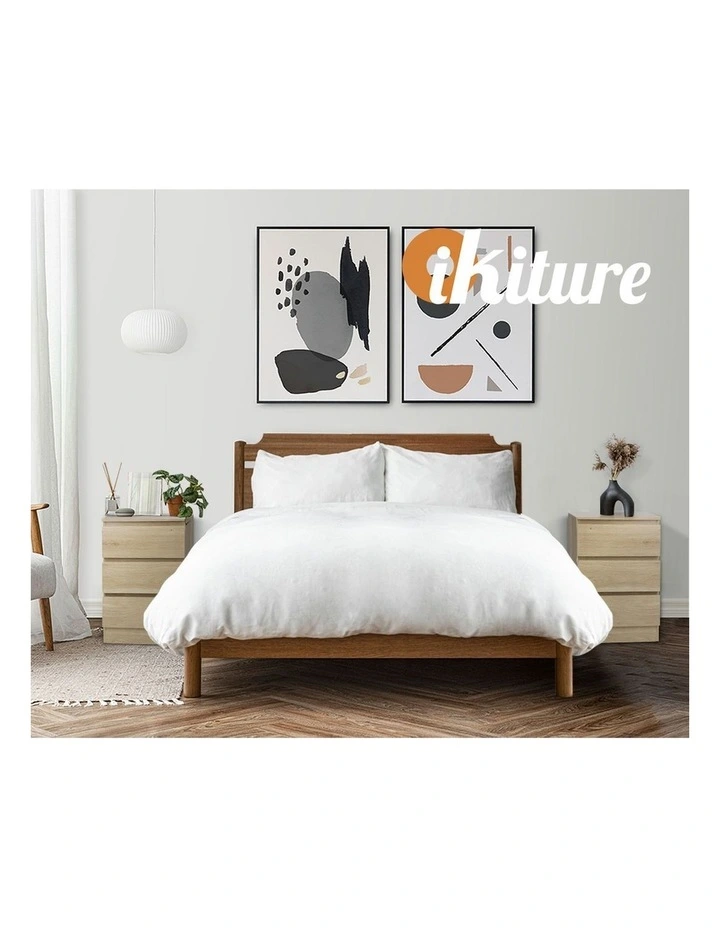 Oikiture Bedside Table 3 Drawers Side Tables Storage Cabinet Nightstand Natural image 7