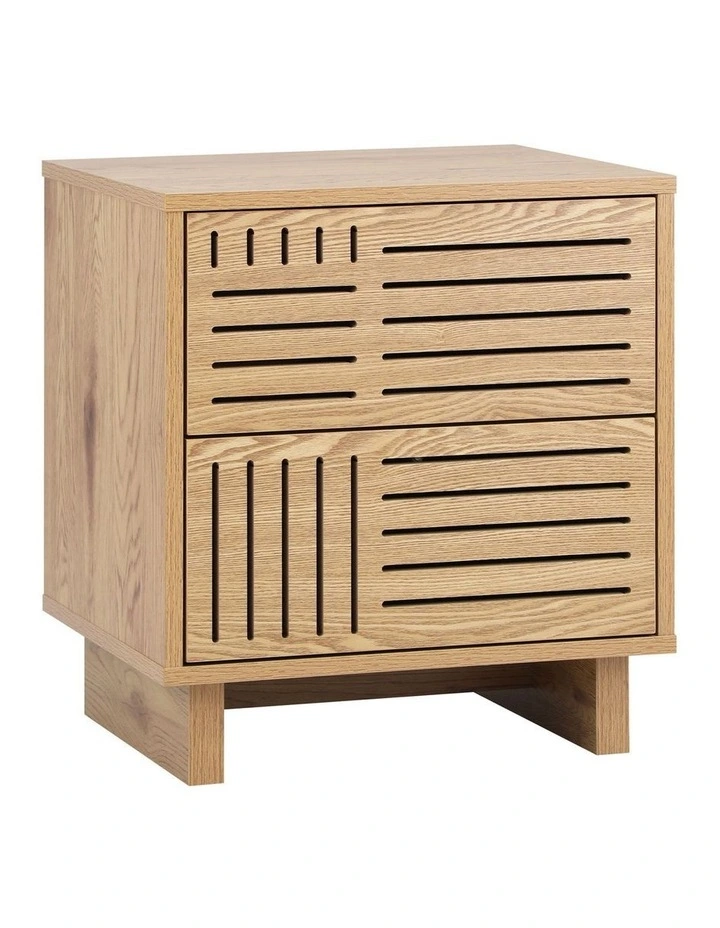 Oikiture Bedside Table 2 Drawers Side Tables Nightstand Storage Cabinet Natural image 5