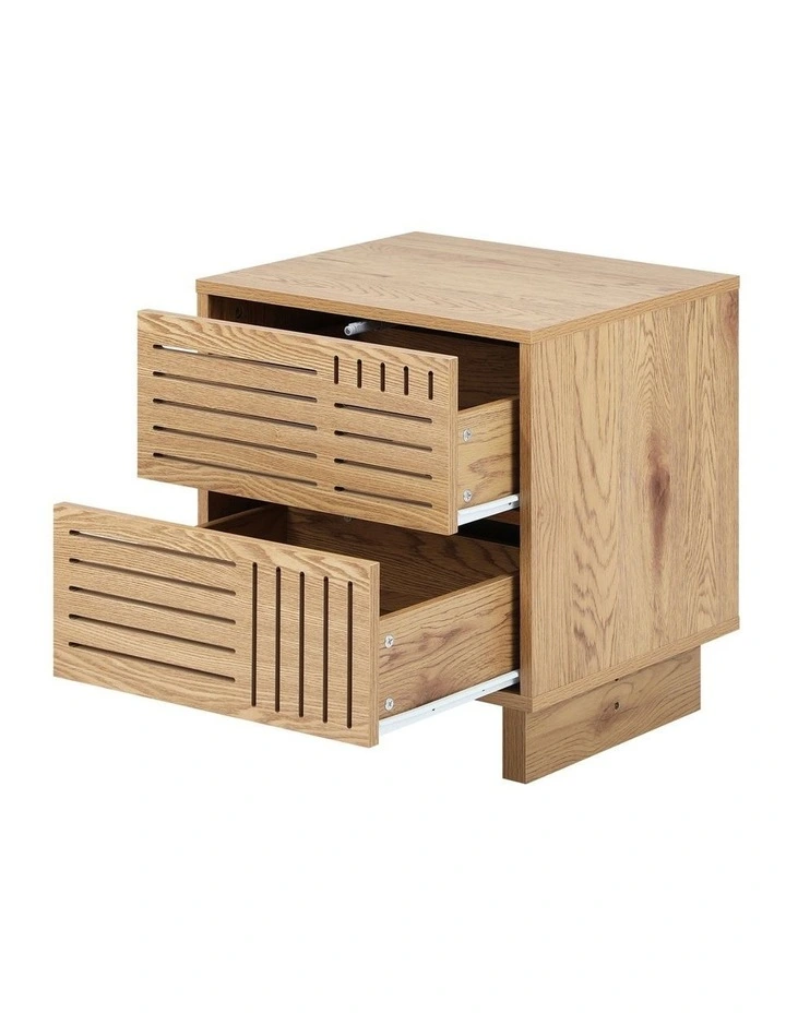 Oikiture Bedside Table 2 Drawers Side Tables Nightstand Storage Cabinet Natural image 7