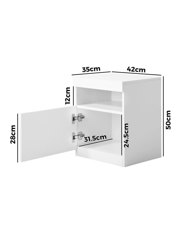 Oikiture Bedside Table LED Nightstand Shelf Side End Table Storage Cabinet White image 3