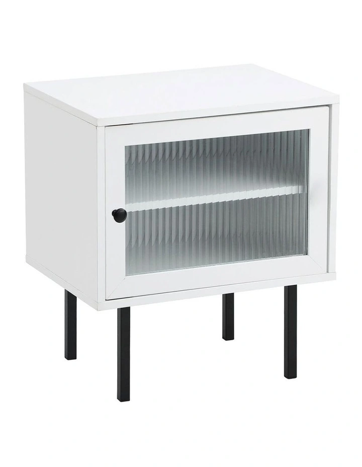 Oikiture Bedside Tables Nightstand Storage Cabinet Side End Table Wood White image 1