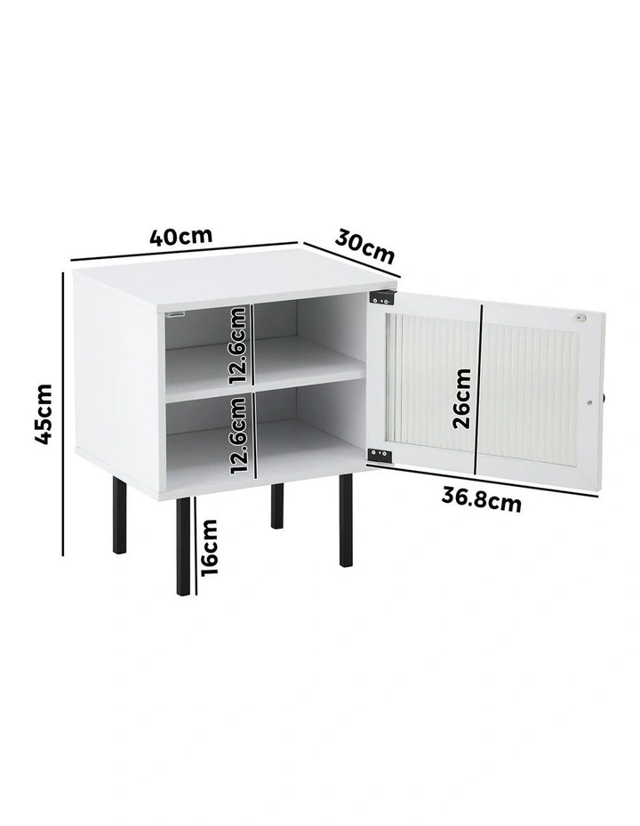 Oikiture Bedside Tables Nightstand Storage Cabinet Side End Table Wood White image 3