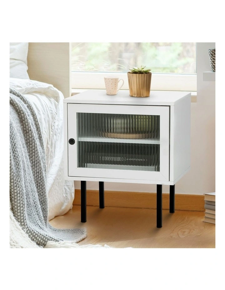 Oikiture Bedside Tables Nightstand Storage Cabinet Side End Table Wood White image 4