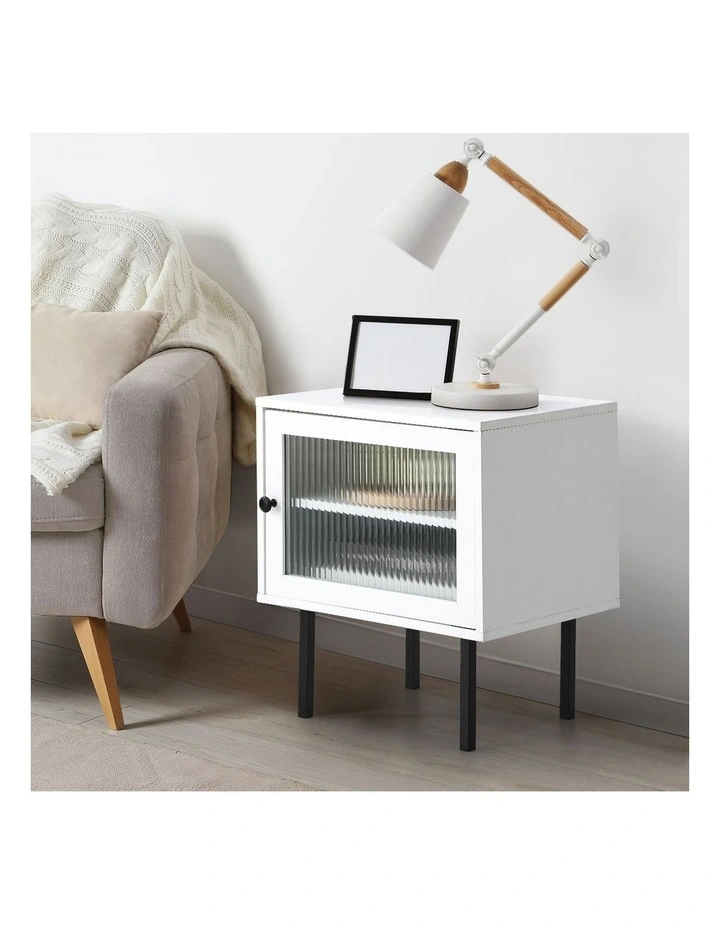 Oikiture Bedside Tables Nightstand Storage Cabinet Side End Table Wood White image 5