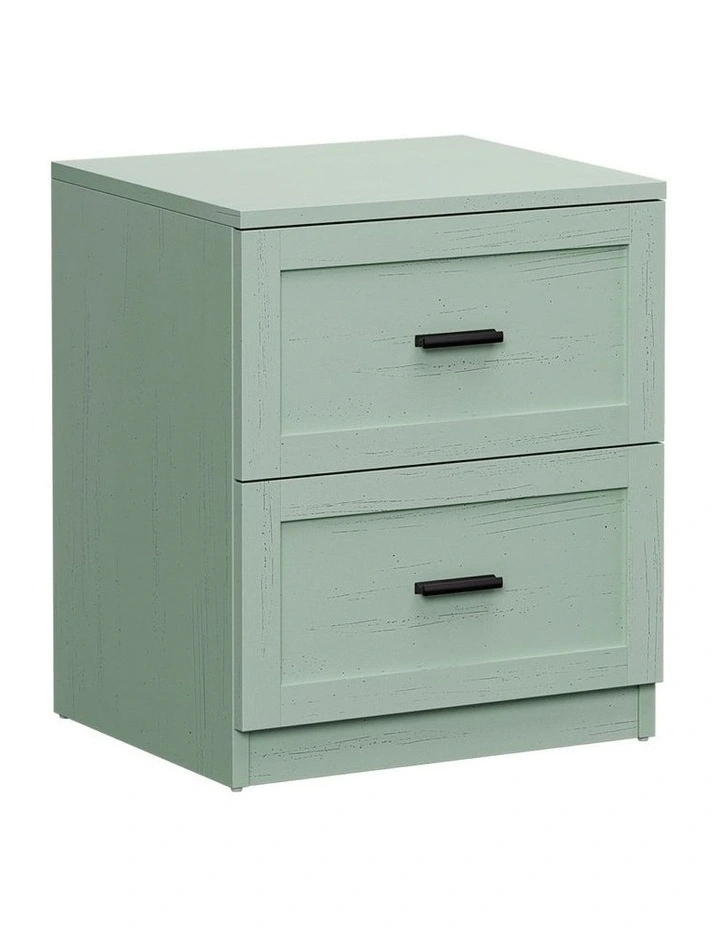 Oikiture Bedside Table 2 Drawers Nightstand Cabinet End Table Green image 1