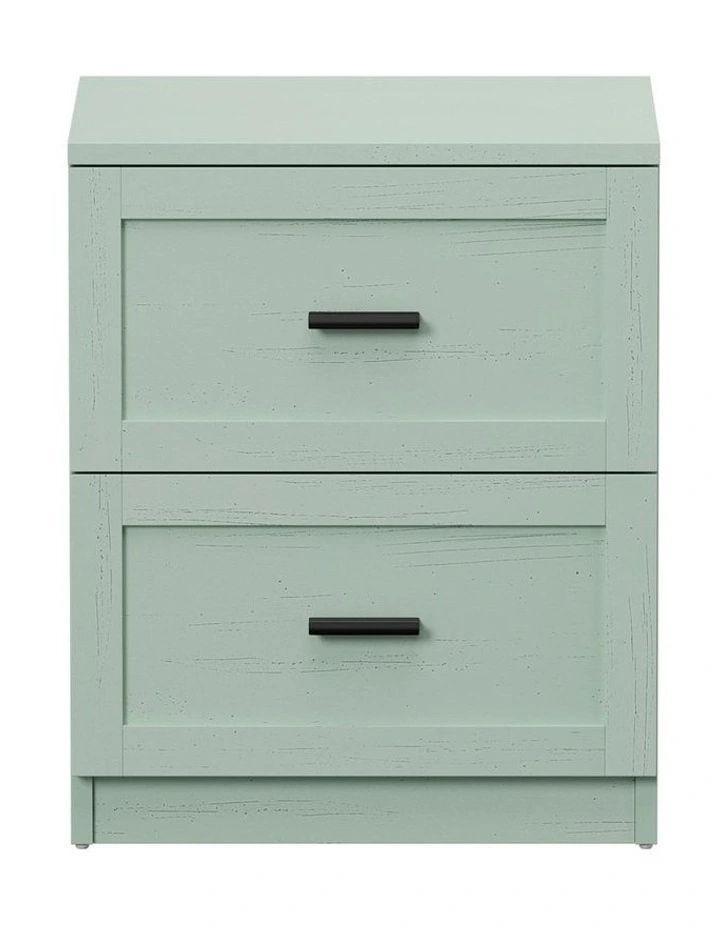 Oikiture Bedside Table 2 Drawers Nightstand Cabinet End Table Green image 2