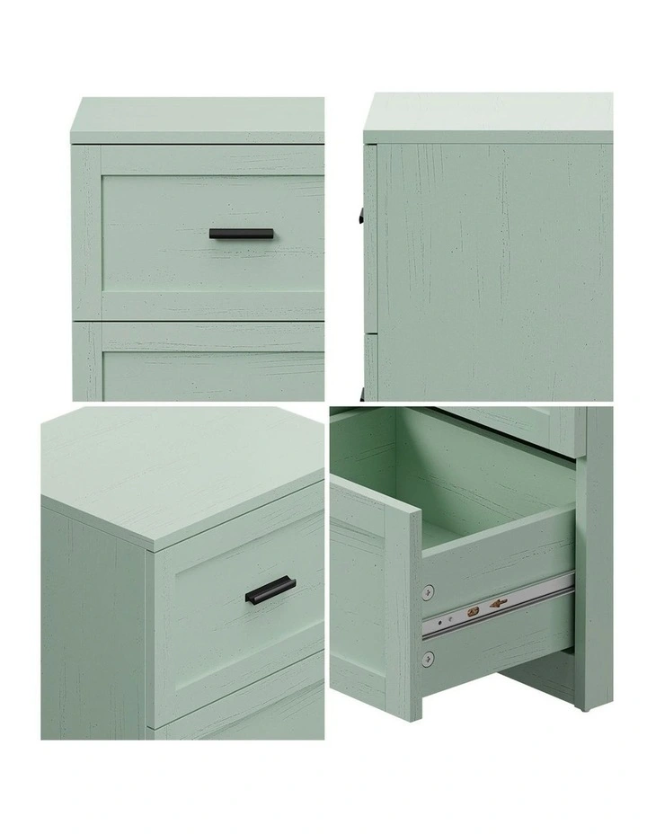 Oikiture Bedside Table 2 Drawers Nightstand Cabinet End Table Green image 6