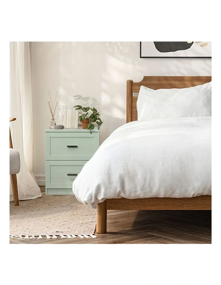 Oikiture Bedside Table 2 Drawers Nightstand Cabinet End Table Green image 7