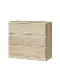 Oikiture 3 Chest of Drawers Lowboy Dresser Table Storage Cabinet Bedroom Natural