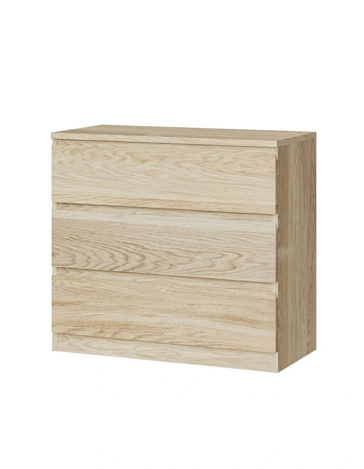 Oikiture 3 Chest of Drawers Lowboy Dresser Table Storage Cabinet Bedroom Natural image 1