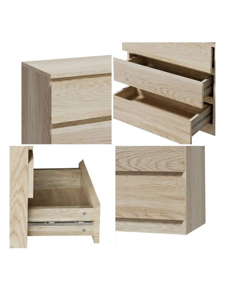 Oikiture 3 Chest of Drawers Lowboy Dresser Table Storage Cabinet Bedroom Natural image 6