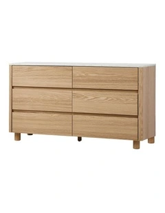 Oikiture 6 Chest of Drawers Dresser Tallboy Storage Cabinet Faux Marble Top