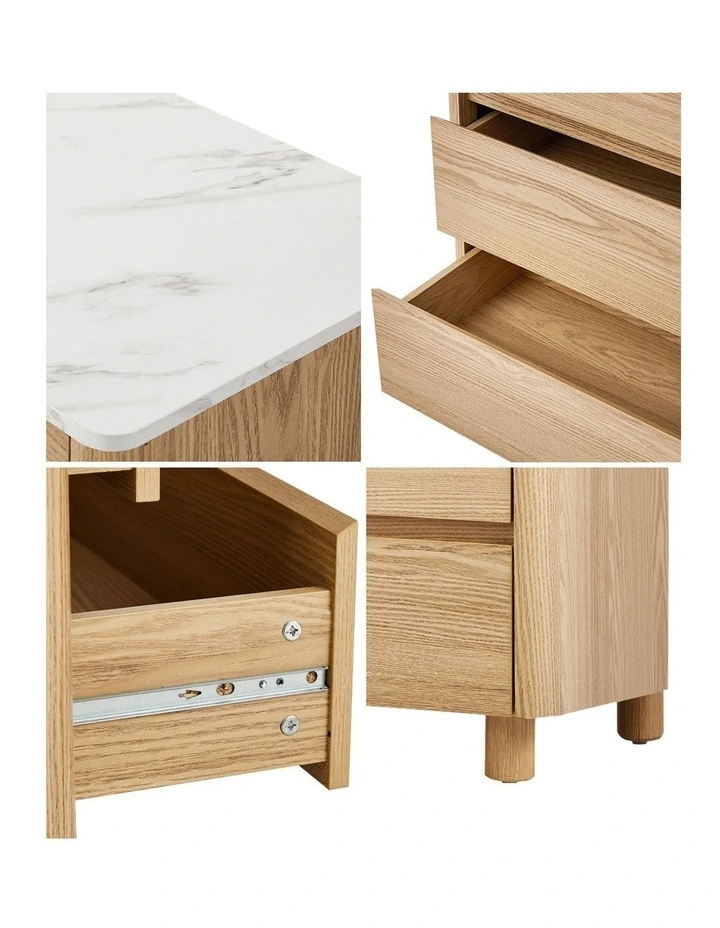 Oikiture 6 Chest of Drawers Dresser Tallboy Storage Cabinet Faux Marble Top image 6