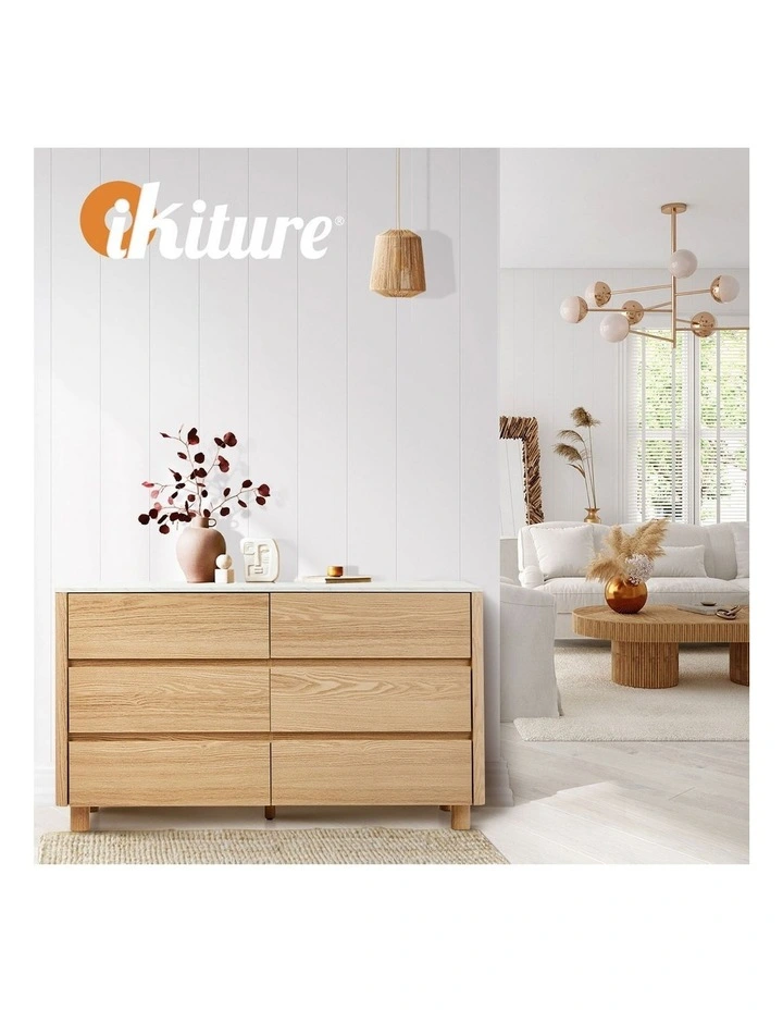 Oikiture 6 Chest of Drawers Dresser Tallboy Storage Cabinet Faux Marble Top image 7