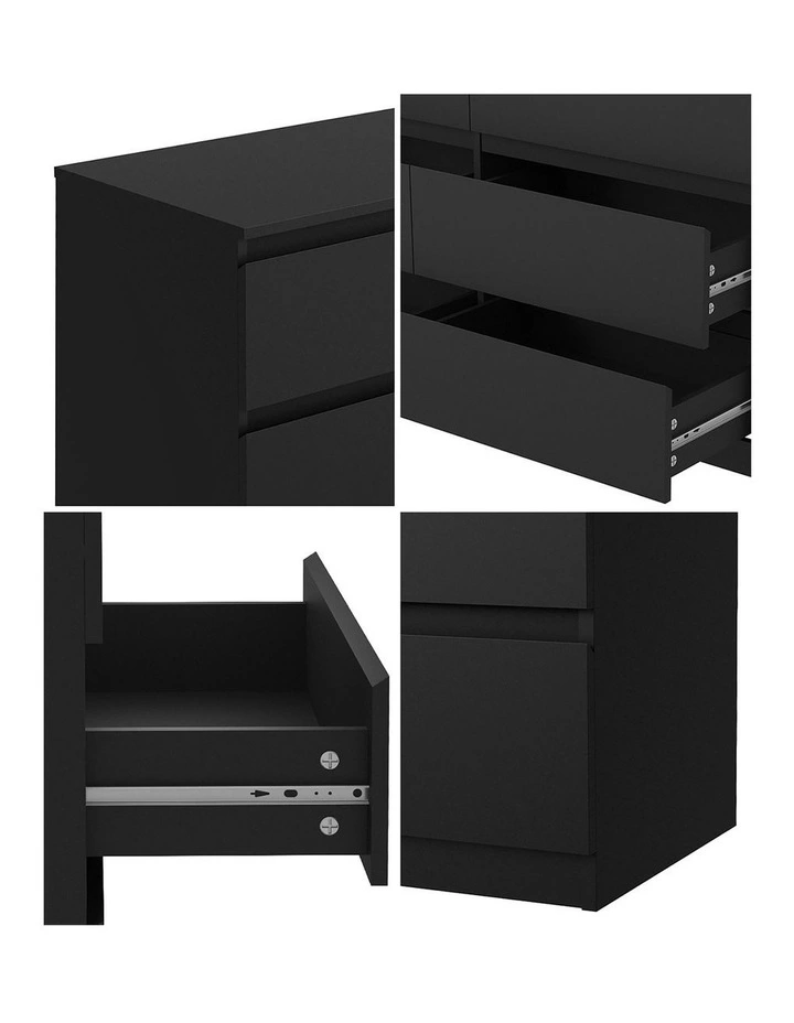 Oikiture 6 Chest of Drawers Lowboy Storage Cabinet Dresser Table Bedroom Black image 6