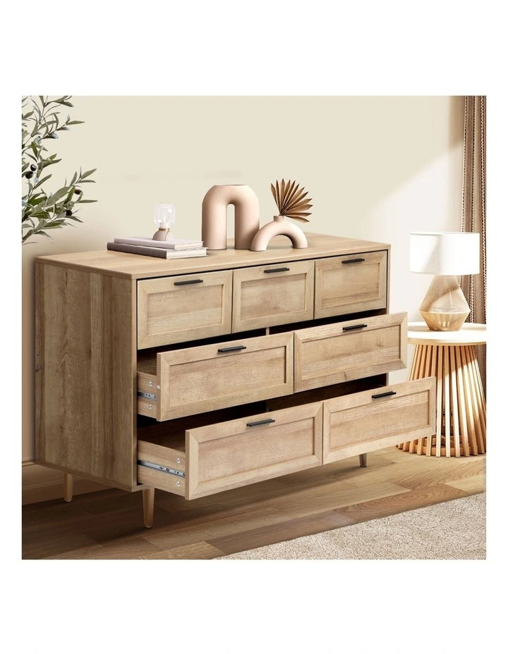 Oikiture 7 Chest of Drawers Dresser Chest Storage Cabinet Tallboy Natural image 5