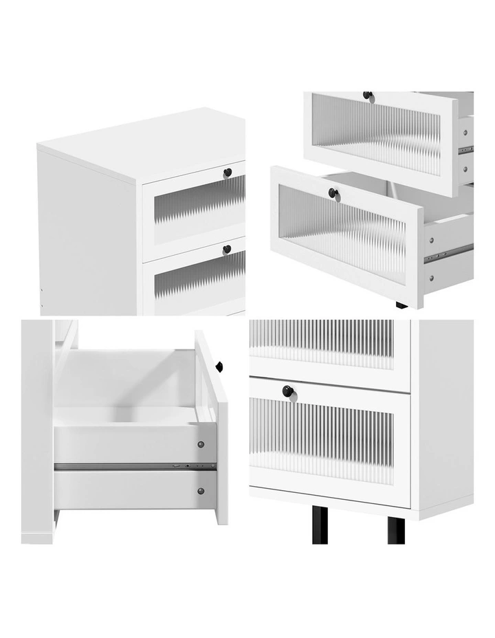 Oikiture 4 Chest of Drawers Tallboy Dresser Storage Cabinet Sideboard White image 6