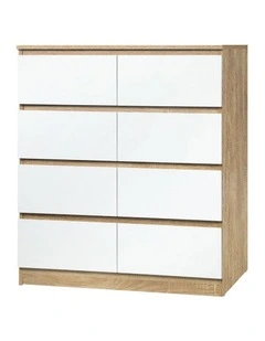 Oikiture 8 Chest of Drawers Tallboy Dresser Table Storage Cabinet Wooden White