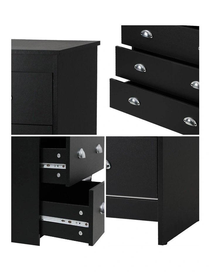 Oikiture 6 Chest of Drawers Tallboy Dresser Table Storage Cabinet Black image 6
