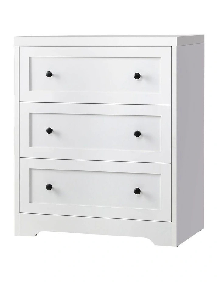 Oikiture White Chest of Drawers 3 Drawer Tallboy Bedside Table Storage Cabinet image 1