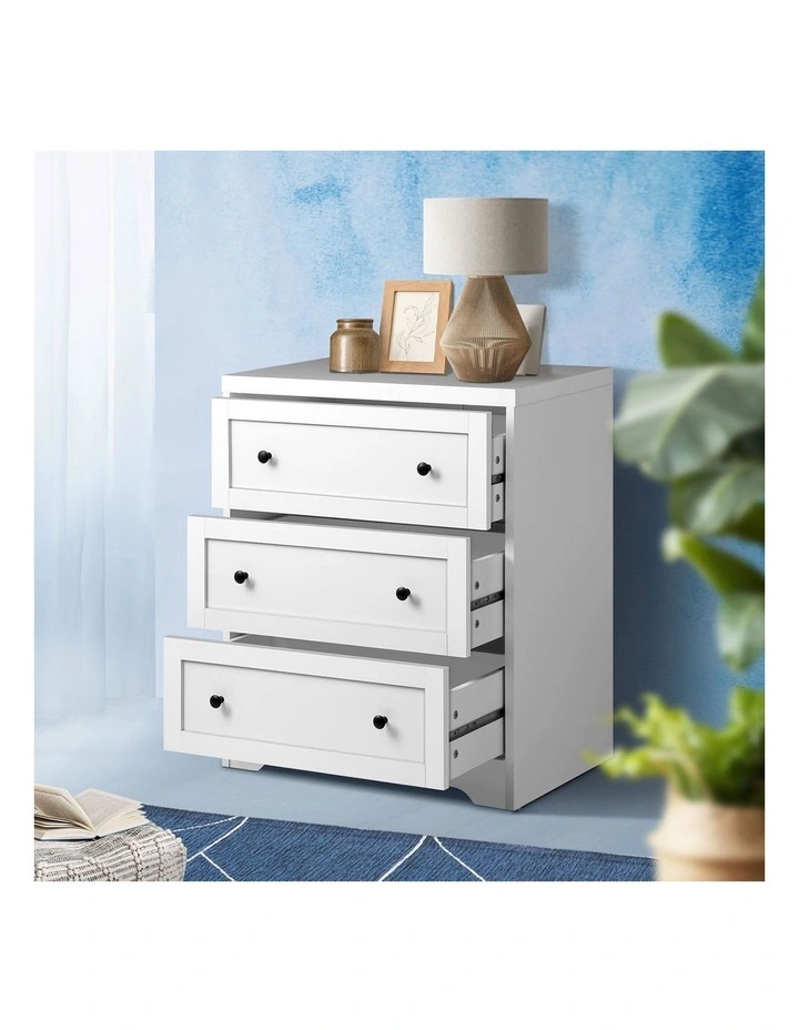 Oikiture White Chest of Drawers 3 Drawer Tallboy Bedside Table Storage Cabinet image 6