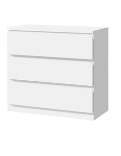 Oikiture 3 Chest of Drawers Lowboy Dresser Table Storage Cabinet Bedroom White