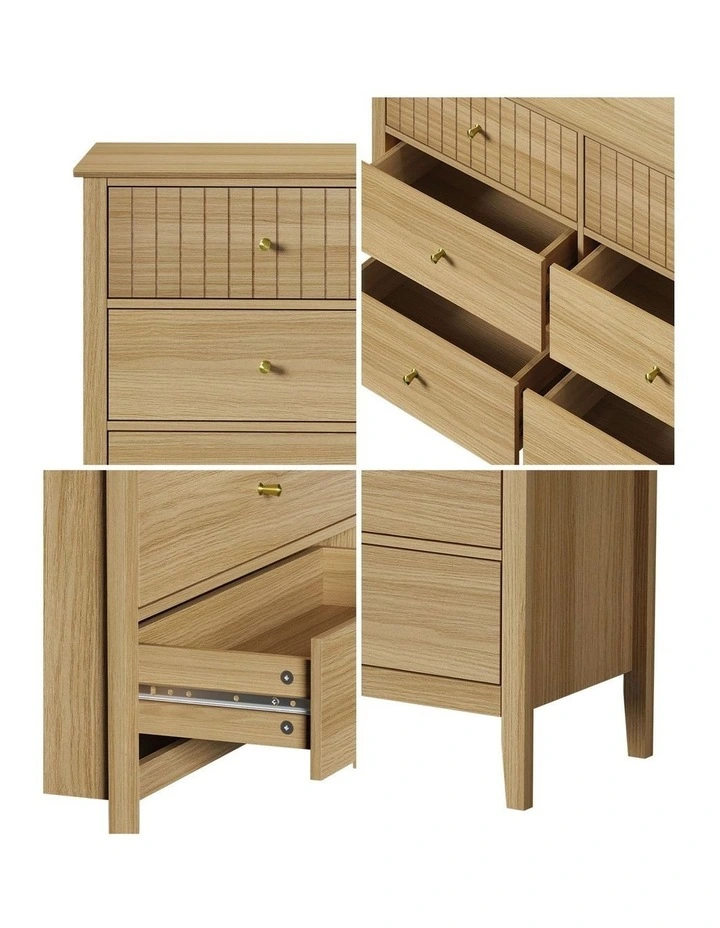 Oikiture 6 Chest of Drawers Dresser Tallboy Storage Cabinet Bedroom Natural image 6