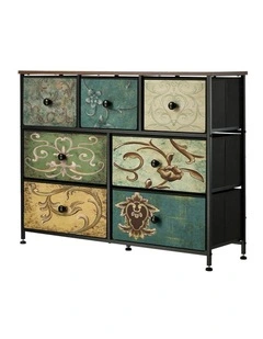 Oikiture 7 Chest of Drawers Fabric Storage Cabinet Tower Dresser Lowboy