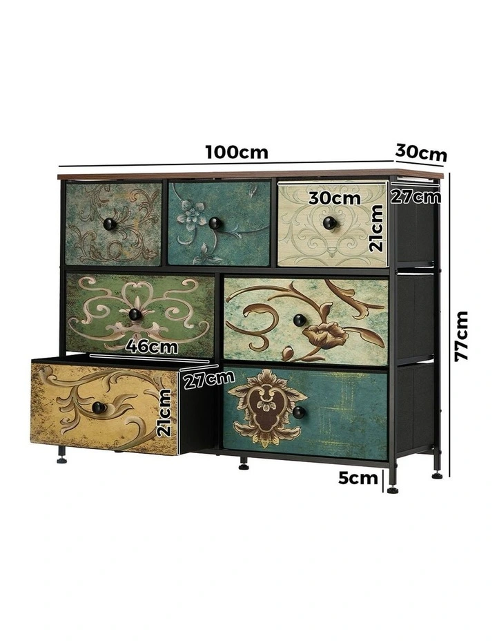 Oikiture 7 Chest of Drawers Fabric Storage Cabinet Tower Dresser Lowboy image 3
