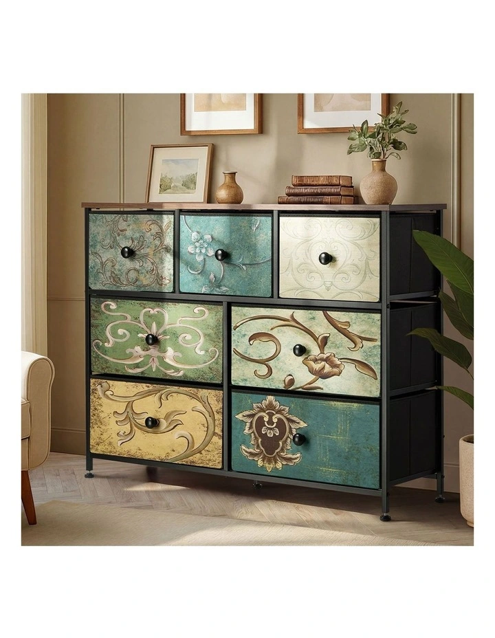 Oikiture 7 Chest of Drawers Fabric Storage Cabinet Tower Dresser Lowboy image 4