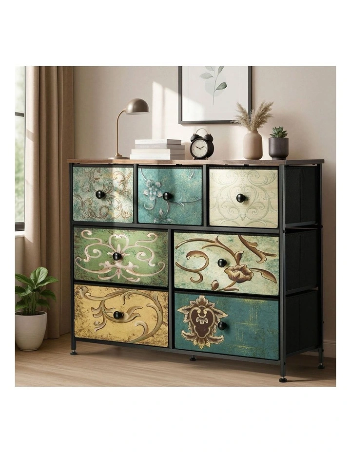 Oikiture 7 Chest of Drawers Fabric Storage Cabinet Tower Dresser Lowboy image 5