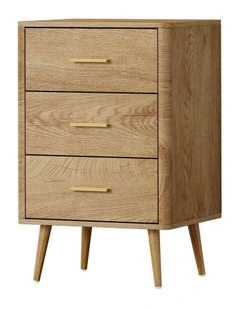 Oikiture 3 Chest of Drawers Dresser Tallboy Storage Cabinet Natural