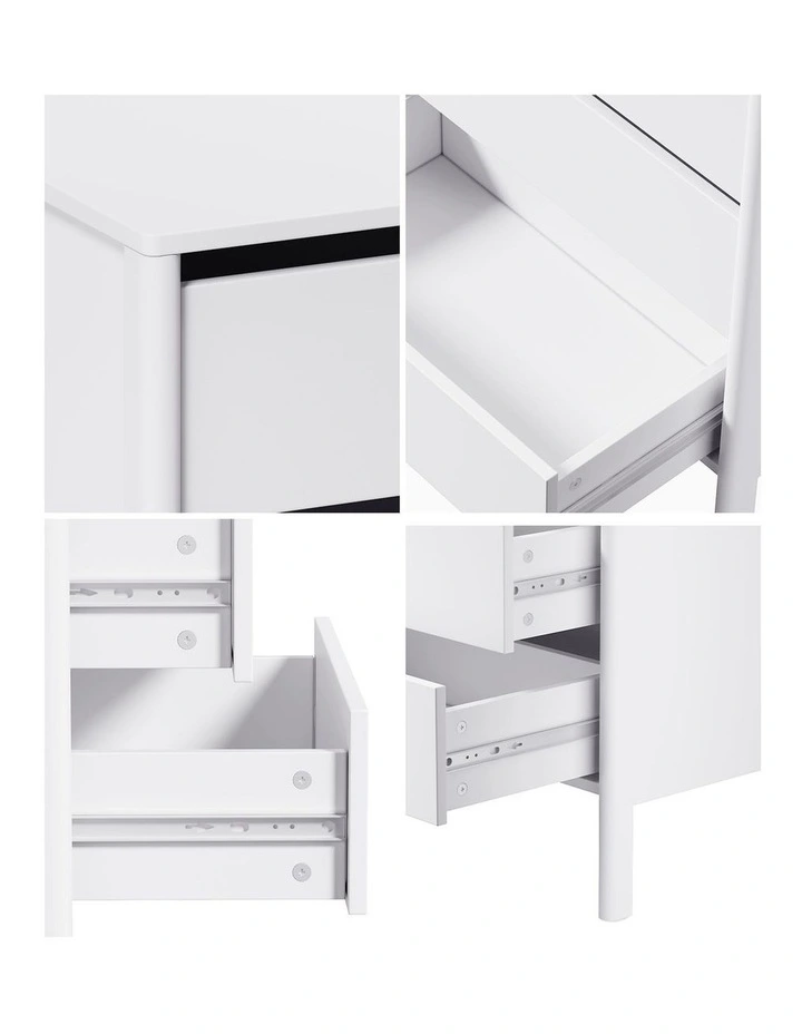 Oikiture 6 Chest Of Drawers Dresser Lowboy Storage Handle-Free Bedroom White image 7