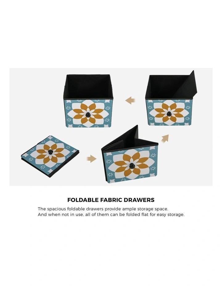 Oikiture 9 Chest Of Drawers Retro Tallboy Dresser Multi-Storage Foldable Fabric image 6