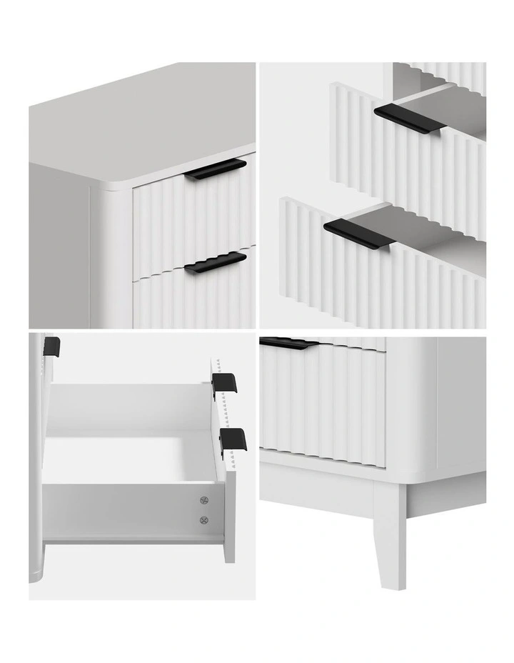 Oikiture 5 Chest of Drawers Storage Cabinet Dressers Tallboy Stripe White image 6