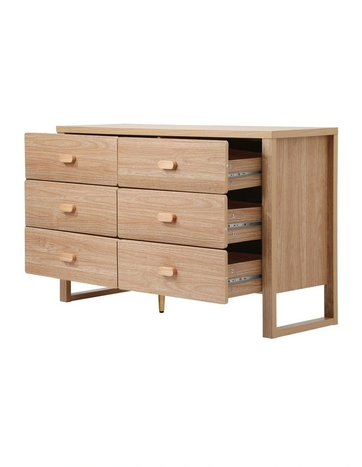 Oikiture 6 Chest of Drawers Dresser Lowboy Storage Desk Bedroom Natural image 4