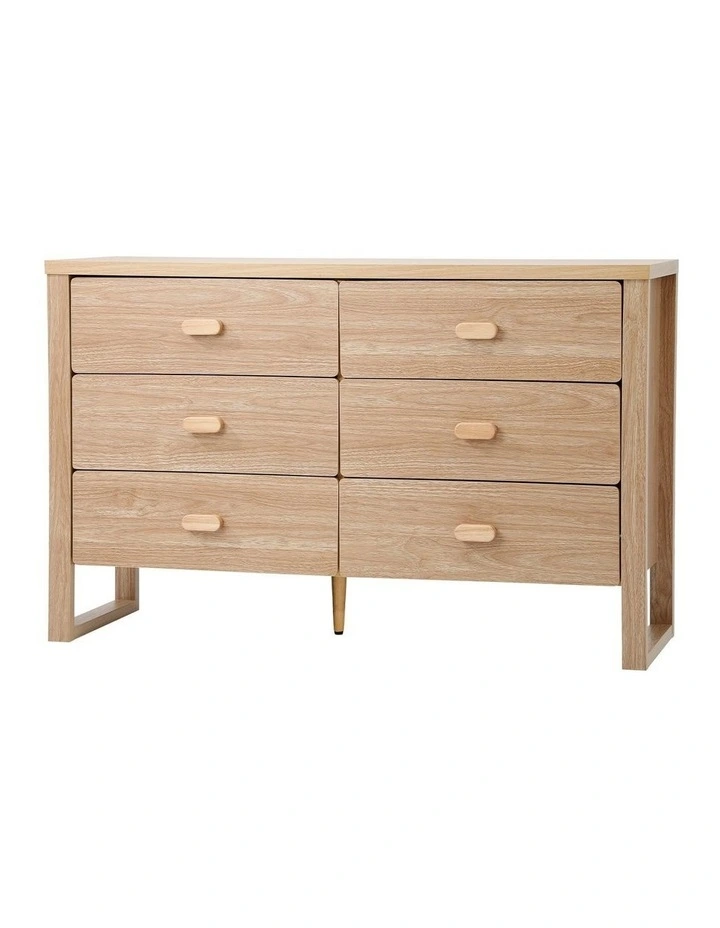 Oikiture 6 Chest of Drawers Dresser Lowboy Storage Desk Bedroom Natural image 7