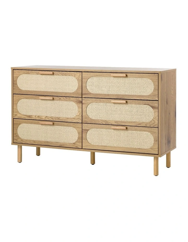 Oikiture 6 Chest of Drawers Lowboy Storage Cabinet Dresser Entryway Natural image 1